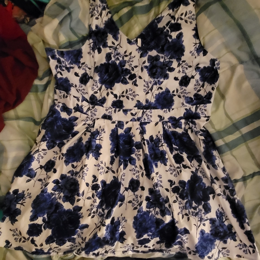 Modcloth Size 4x Blue and White Cocktail Dress